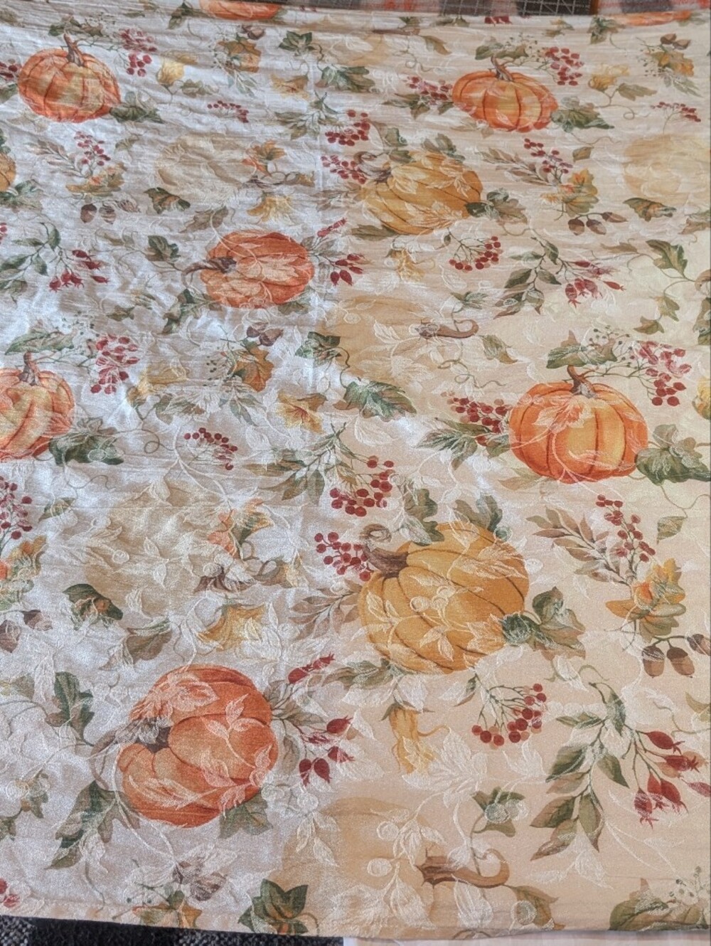 Autumn Harvest Pumpkin Print Cream/Orange Tablecloth 54x98